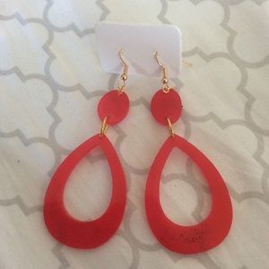 Red hoop earrings